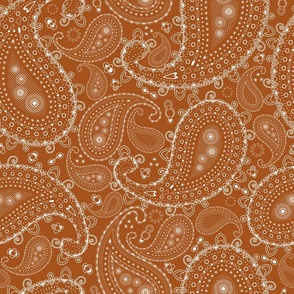 White Paisley on Copper - MEDIUM