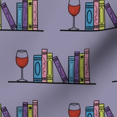 Wine Glass Bookshelf with Light Purple Background