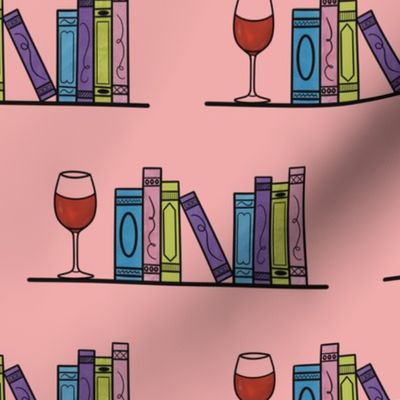 Wine Glass Bookshelf with Pink Background