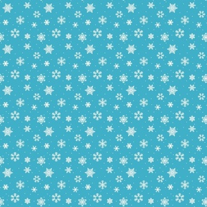 snowflakes with dots on sky blue