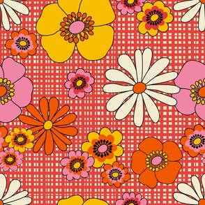 Groovy Floral Gingham - LARGE SCALE