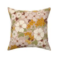 retro florals - ochre