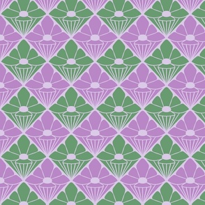 Abstract Geo Flowers - Violet and Green