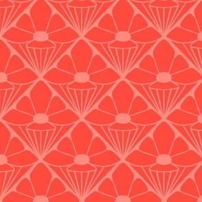 Abstract Geo Flowers in Red