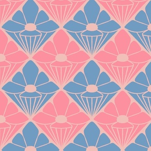 Abstract Geo Flowers - Pink and Blue