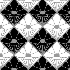 Abstract Geo Flowers - Balck and White