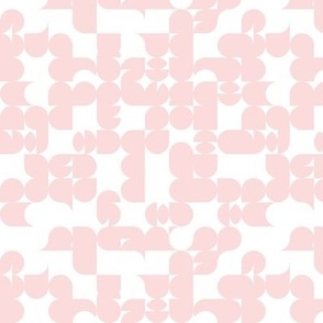 Mid-century abstract geometric retro  minimalist shapes pastel pink blush on white