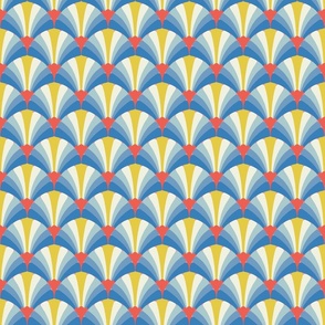 Modern Scallop Pattern in multicolour and art deco style