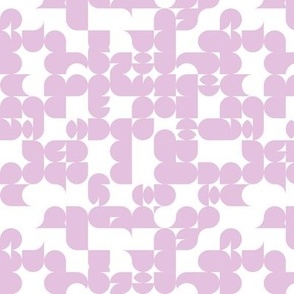 Mid-century abstract geometric retro  minimalist shapes pastel lilac on white