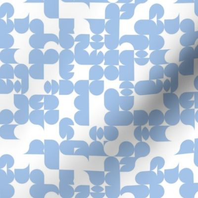 Mid-century abstract geometric retro  minimalist shapes pastel baby blue on white
