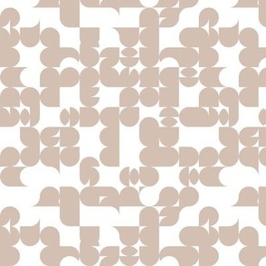 Mid-century abstract geometric retro  minimalist shapes pastel chocolate on white