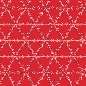 abstract  xmas snowflakes on red