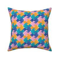 Geo Fishes in teal, pink and orange