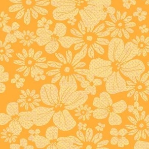 Fifties floral in yellow and orange with texture