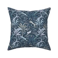 Big Cats and Palm Trees in the Night - Jungle Decor in Blue Shades / Medium