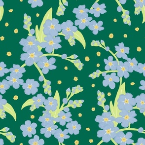 Forget-me-not Flower on Emerald Green | Medium Scale
