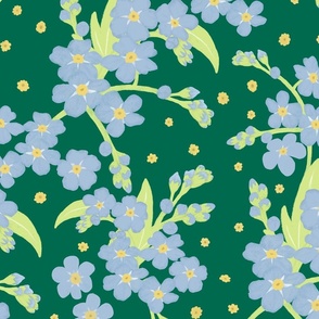 Forget-me-not Flower on Emerald Green | Large Scale