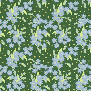 Forget-me-not Flower on Forest Green | Small Scale