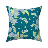 Forget-me-not Flower on Jade Blue | Large Scale
