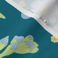 Forget-me-not Flower on Jade Blue | Large Scale