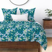 Forget-me-not Flower on Jade Blue | Large Scale