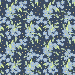 Forget-me-not Flower on Oxford Blue | Small Scale