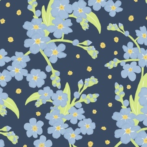 Forget-me-not Flower on Oxford Blue | Large Scale