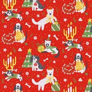 Dog´s Christmas in red