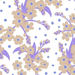 Purple and Cream Forget-me-not Flower | Large Scale