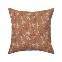 Flour Sack Dried Floral on Rust Small