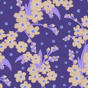 Forget-me-not Flower on Purple | Large Scale 