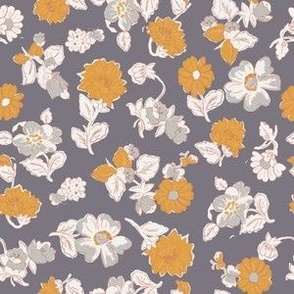 vintage flour sack florals on denim small