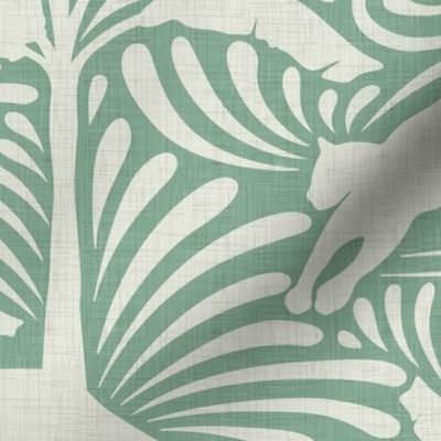Big Cats and Palm Trees - Jungle Decor in Vintage Mint / Large