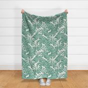 Big Cats and Palm Trees - Jungle Decor in Pine Green / Large