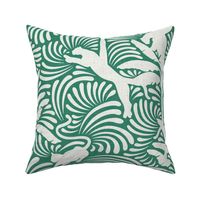 Big Cats and Palm Trees - Jungle Decor in Pine Green / Large