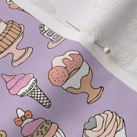 Party sweet cupcakes ice cream and cakes in purple blush sand white and lilac