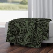 Big Cats and Palm Trees - Jungle Decor in Dark Green / Large