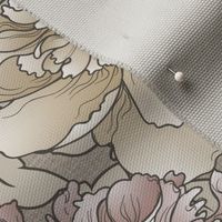 Victorian Peony Floral Taupe Neutral Greys