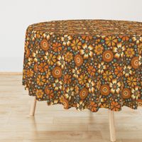 70s vibes Retro Floral on brown