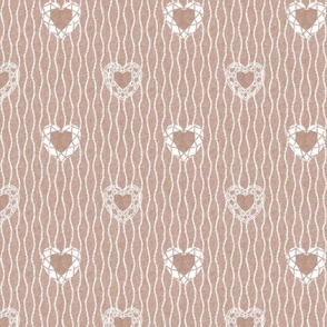 Lace Hearts on Nappy Cream Faux Velvet 