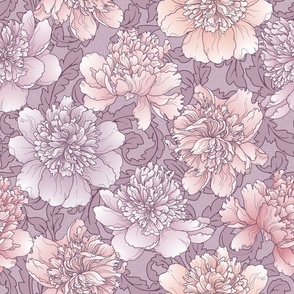 Victorian Peony Floral Lilac Pink Mauve