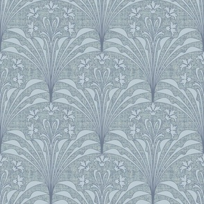 Art Deco Floral Blue Grey