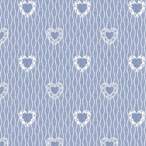 Lacy Hearts on Baby Blue Faux Velvet