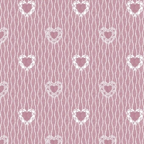 Lace Hearts on Pink  Nappy Faux Velvet