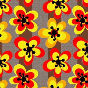 Bold Retro 70s Florals (with stripes)