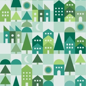 Cheerful Checks Village | Green