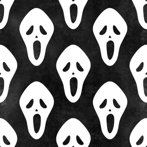 Large Scale White Halloween Scream Face Masks on Black