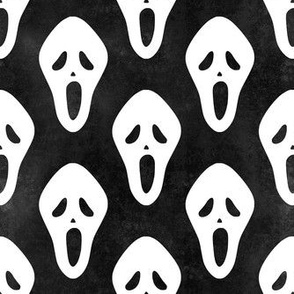 Medium Scale White Halloween Scream Face Masks on Black
