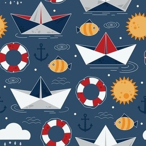 Paper Boats Children Pattern / Medium Scale