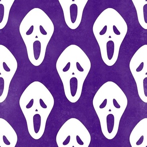 Large Scale White Halloween Scream Face Masks on Purple